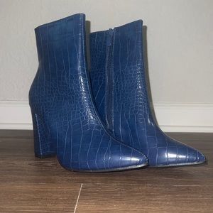 Shein Blue Leather Mini Boots